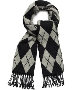 Steve Madden Two-tone Argyle Midweight Scarf - Black