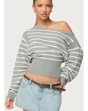 Edikted Mika Off Shoulder Oversized Sweater - Gray