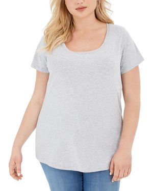 Aveto Trendy Plus Size Scoop-neck T-shirt - Gray
