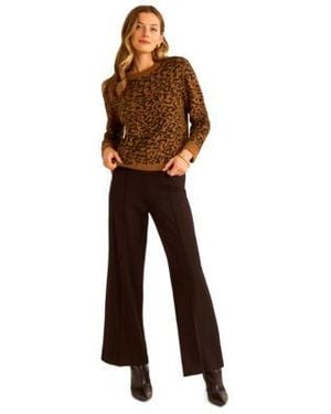 Vince Camuto Leopard Print Long Sleeve Sweater - Brown
