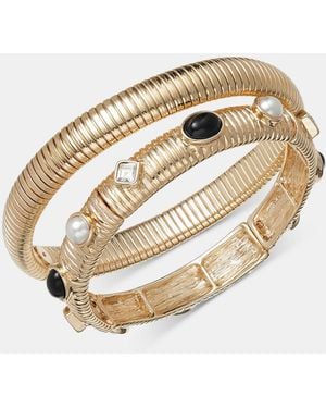INC International Concepts Beaded And Solid Bangles - Metallic