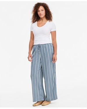 On 34th Jennifer Striped High-rise Wide-leg Pants - Blue