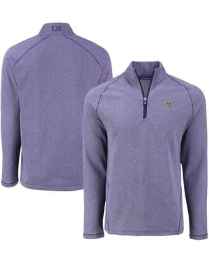 Cutter & Buck Minnesota Vikings Peshastin Eco Fleece Tri-blend Raglan Quarter-zip Jacket - Purple