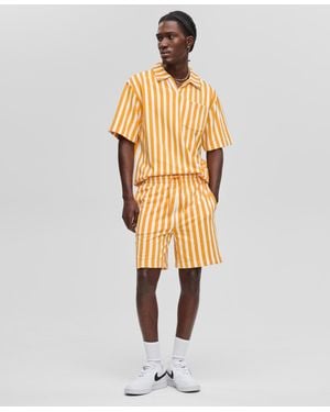 Mode Of One Vertical Stripe Terry Shorts - Metallic