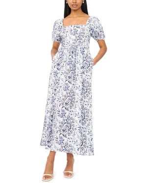 Msk Short-sleeve Square Neck Maxi Dress - Blue