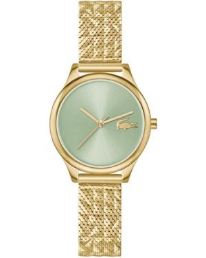Lacoste Crocodelle Gold Tone Stainless Steel Textured Mesh Bracelet Watch - Metallic