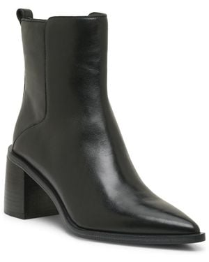 Vince Camuto Lorelai Pointed Toe Block Heel Booties - Black