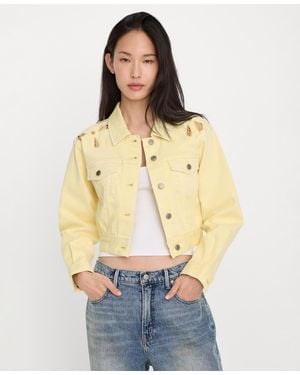 GOOD AMERICAN Essential Crop Denim Jacket - Natural