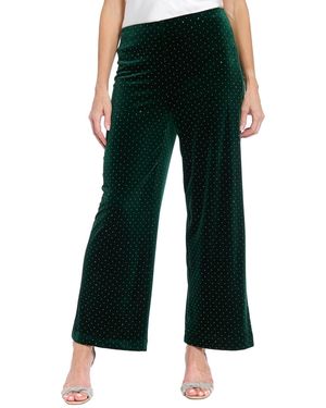 Muse Clean Waistline Velvet Wide-leg Stud-embellished Pants - Green