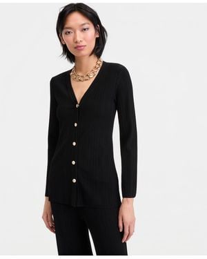 INC International Concepts Rib-knit Long Cardigan - Black