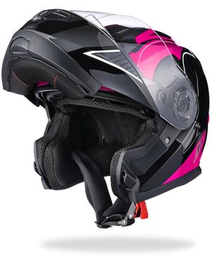 Ahr Run-m3 Modular Flip Up Helmet Full Face Dual Visor Dot Motorcycle Bike S - Black