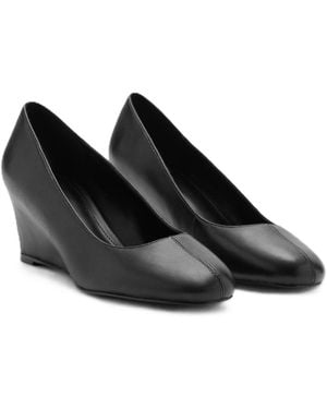 Mango Leather Wedge Pumps - Black