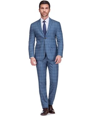 Gino Vitale Slim Fit 2-piece Performance Stretch Plaid Suit - Blue