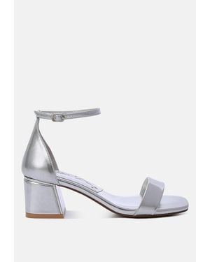 LONDON RAG Makena Metallic Block Heel Sandals - White