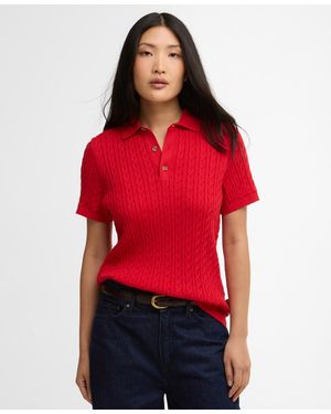Barbour Hartland Knitted Short-sleeve Polo Sweater - Red