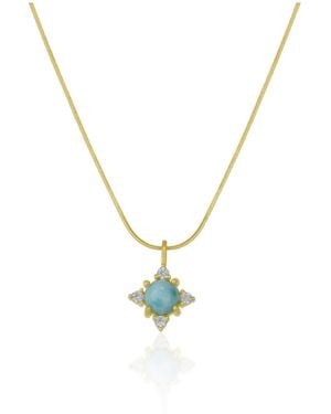 Spero London Blue Moonstone Sterling Silver Pendant Necklace With Fine Italian Chain - Metallic
