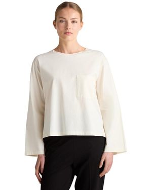 Residus Thir Boxy Chest-pocket Cotton-blend Long-sleeve Top - White