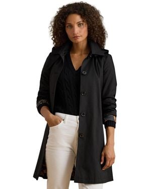 Ralph Lauren Hooded A-line Raincoat - Black