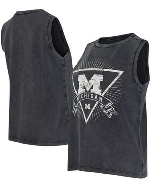 Concepts Sport  Michigan Wolverines Distressed Market French Terry Tank Top - Black