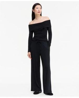 INC International Concepts Off The Shoulder Rib Knit Wide Leg Top Pants Macys Exclusive - Blue