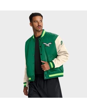 Nike Kelly Green/cream Philadelphia Eagles Rewind Legacy Full-snap Bomber Jacket