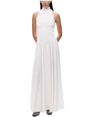 Nocturne Ruched High-neck Maxi Dress - White