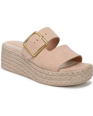 Franco Sarto Taziana Open Square Toe Espadrille Slide Platform Sandals - Pink