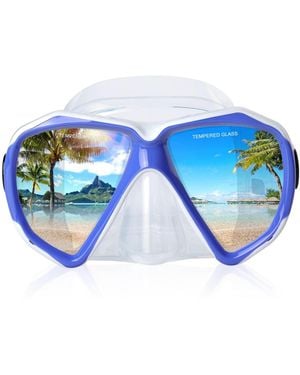 Gnuadz Snorkel Mask Panoramic Hd Anti-fog Tempered Glass - Blue