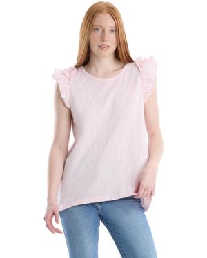 Wilt Ruffle Shoulder Tank Tee - Purple