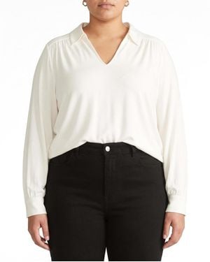UNIVERSAL STANDARD Plus Size Moore Liquid Jersey Blouse - White