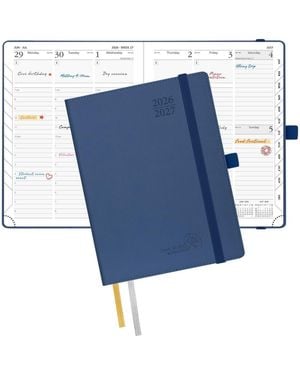Gnuadz Pocket Planner 2026-2027 Academic Weekly Hourly Leather Cover - Blue
