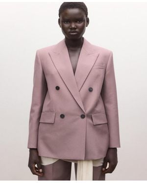 Mango Double-breasted Wool Suit Jacket - Pink