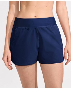 Lands' End 3" Quick Dry Elastic Waist Board Shorts Swim Cover-up Shorts - Blue