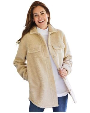 Woman Within Within Berber Button-front Jacket - White