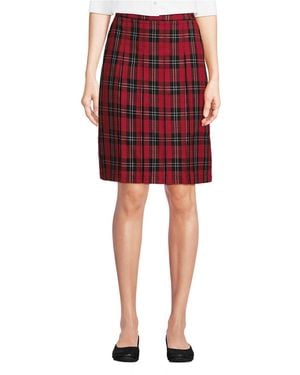 Lands' End Plaid Box Pleat Skirt Top Of The Knee - Red