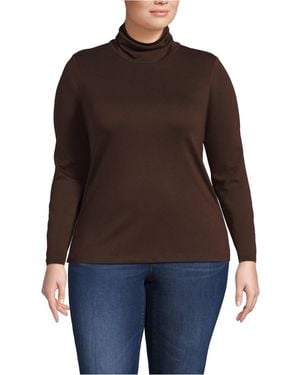 Lands' End Plus Size Supima Cotton Fitted Long Sleeve Turtleneck - Brown