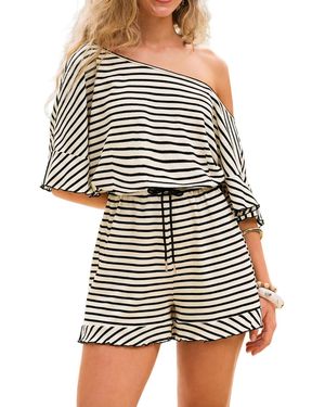 CUPSHE Poetic Striped Romper - Black