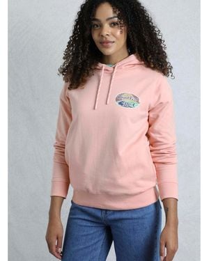 Weird Fish Back Print Popover Hoodie - Pink