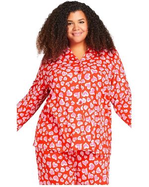 Avenue Button Heart Sleep Top - Red