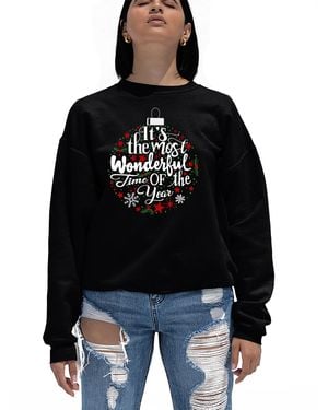 LA Pop Art Christmas Ornament Word Art Crewneck Sweatshirt - Black