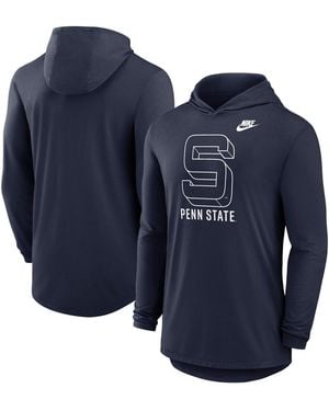 Nike Penn State Nittany Lions Legacy Tri-blend Dri-fit Long Sleeve Hoodie T-shirt - Blue
