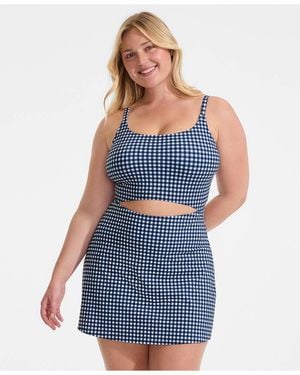 Lands' End Tugless Monokini Swim Dress Swimsuit - Blue