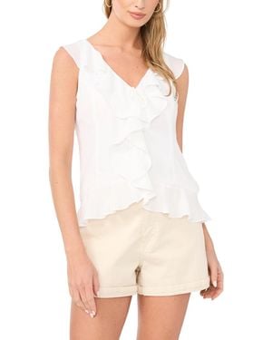 1.STATE V-neck Ruffle-sleeve Blouse - White