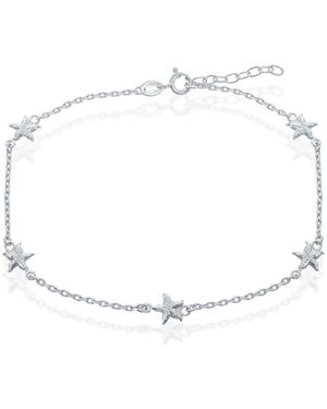 Simona Sterling Starfish Anklet - Green