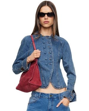 Lioness Polo Collar Button-front Form Jacket - Blue