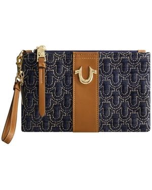 TRUE RELIGION Quilted Horseshoe Wristlet Pouch - Blue