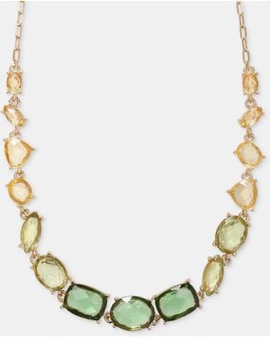 Anne Klein Stationed Stone Statement Necklace - Metallic