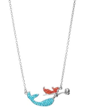 Macy's Tone Crystal Mermaid Pendant Necklace - White