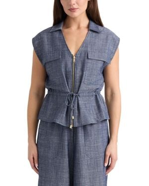 Ellen Tracy Sleeveless Zip Up Top - Blue