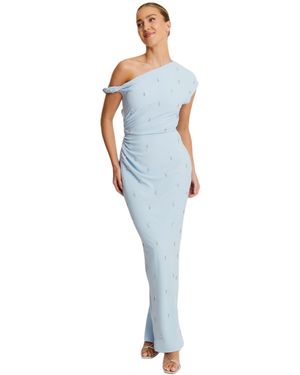 Six Stories Asymmetric Beaded Maxi Dress - White
